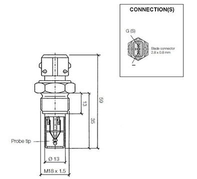 VDO Air Temperature sender 150°C - M18